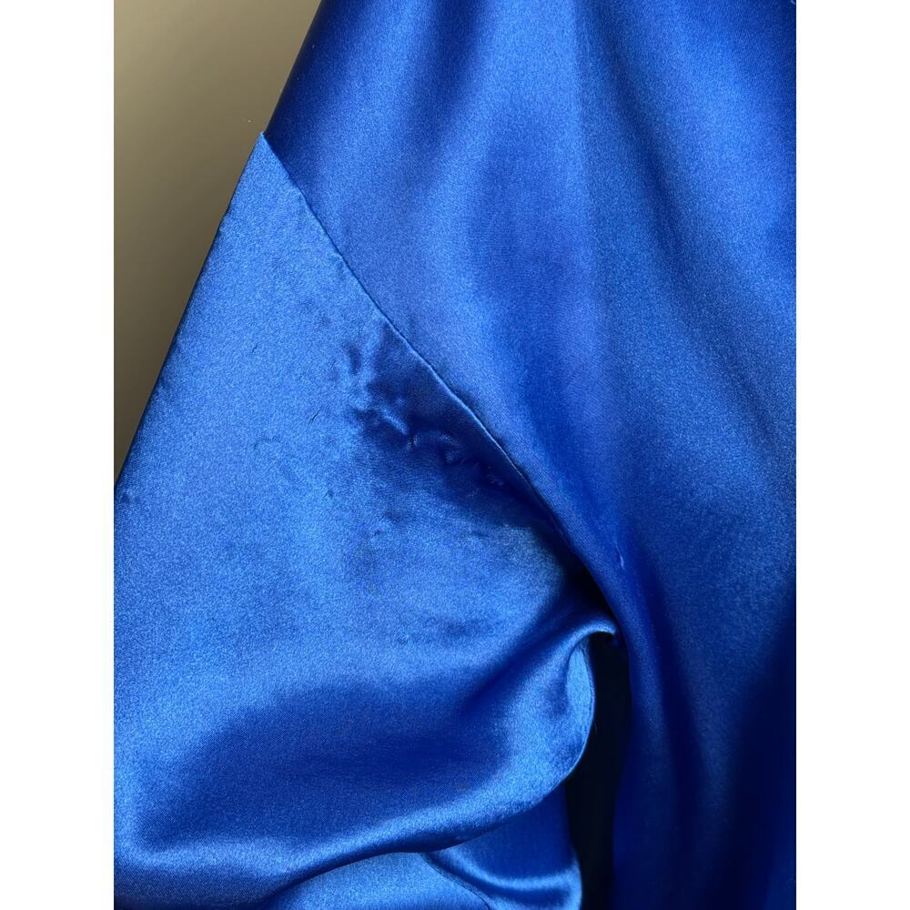 Vintage Gold Label Victoria's Secret Satin Royal Blue Lg Sleeve Nightgown Small - Picture 8 of 8